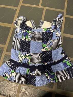 Gymboree Blue Patchwork Floral Ruffled Tank